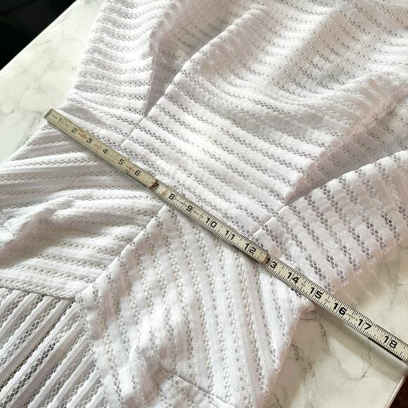 Calvin Klein White Eyelet Lace Stripe Sleeveless Sheath Dress Women’s size‎ 10 - Picture 11 of 12